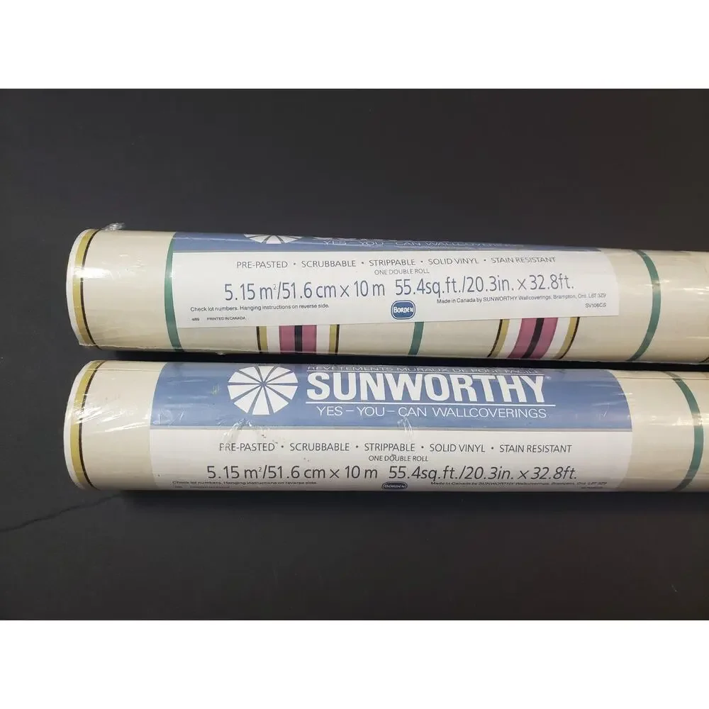 (JL) Sunworthy Double Roll Vinyl Wallcovering Wallpaper SB359 Lot# 2A Lot of 2